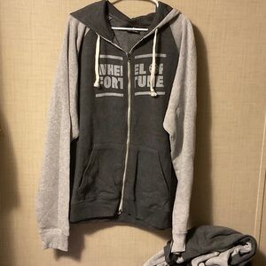 Gray and Black Graphic Zip-Up Hoodie
